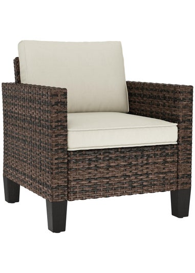 Outsunny Single Rattan Chair Garden Armchair with Cushions
