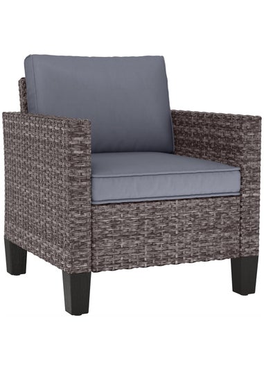 Outsunny Single Rattan Chair Garden Armchair with Cushions