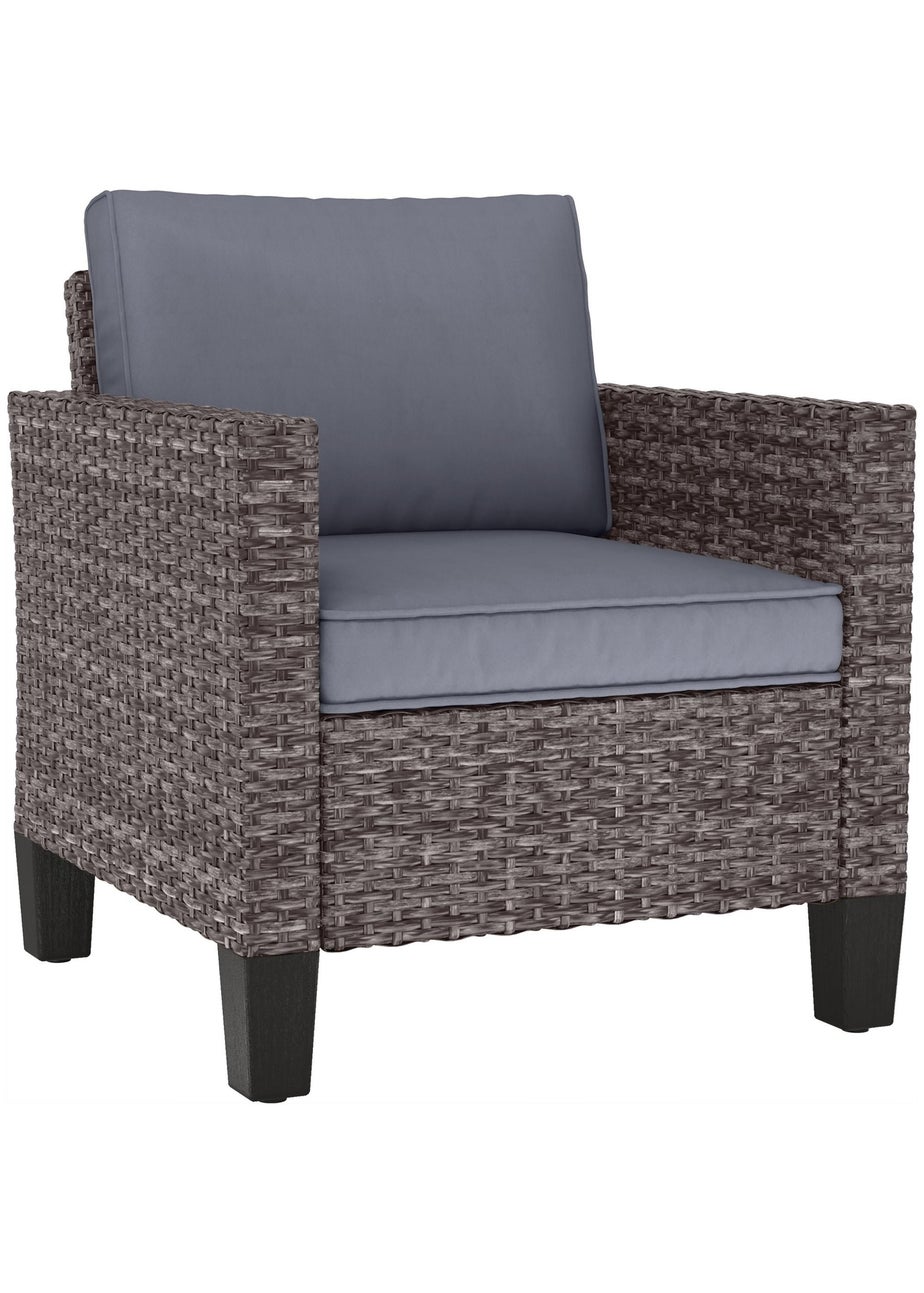 Outsunny Single Rattan Chair Garden Armchair with Cushions