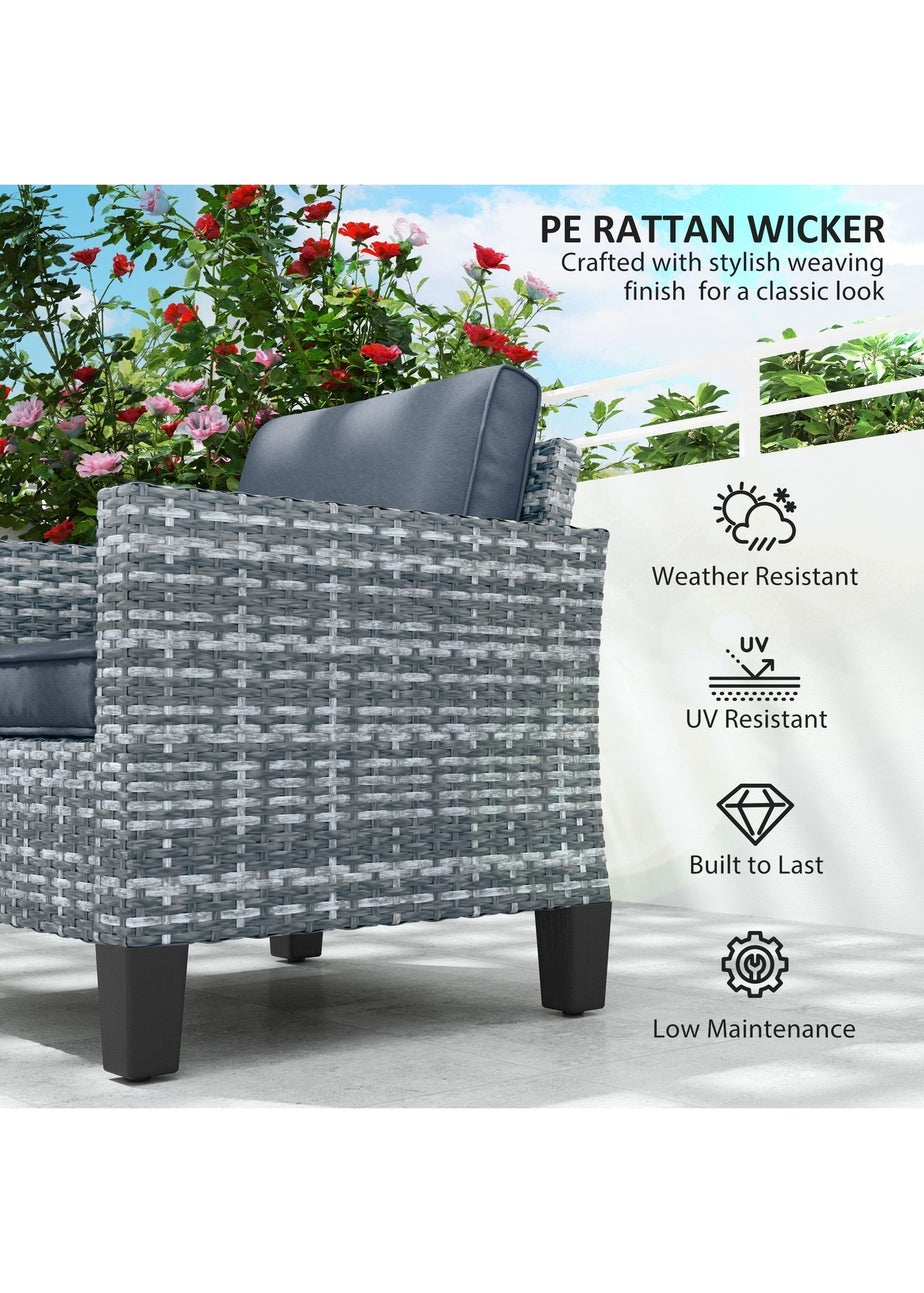 Outsunny Single Rattan Chair Garden Armchair with Cushions