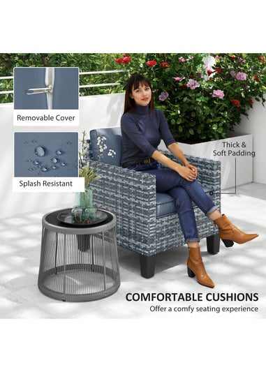 Outsunny Single Rattan Chair Garden Armchair with Cushions