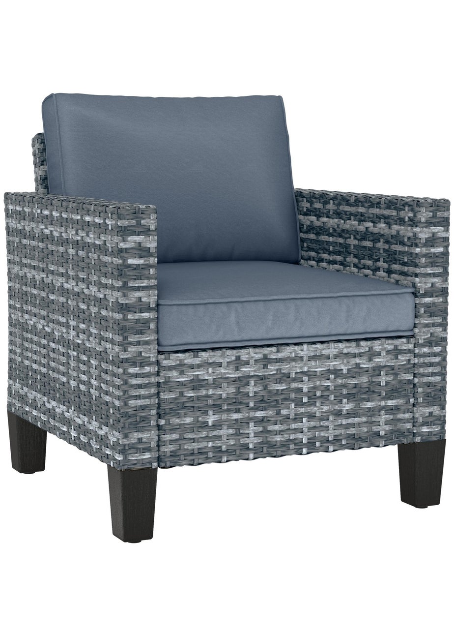 Outsunny Single Rattan Chair Garden Armchair with Cushions