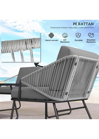 Outsunny 4 Piece Rattan Garden Furniture Set with Cushions