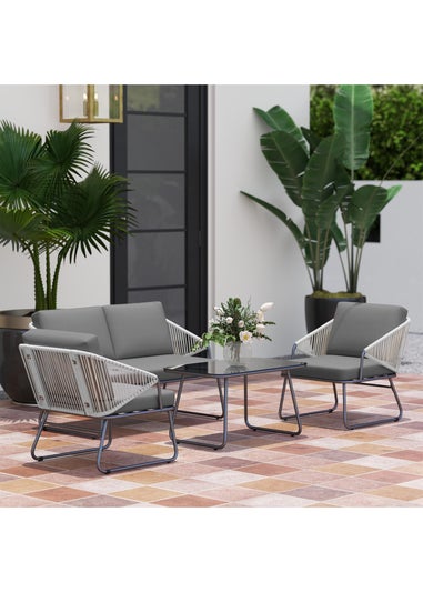 Outsunny 4 Piece Rattan Garden Furniture Set with Cushions