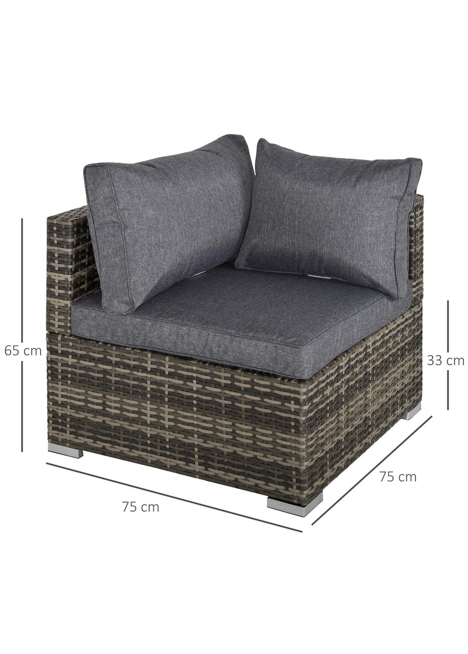 Outsunny Rattan Corner Sofa Garden Rattan Furniture Single Sofa Chair