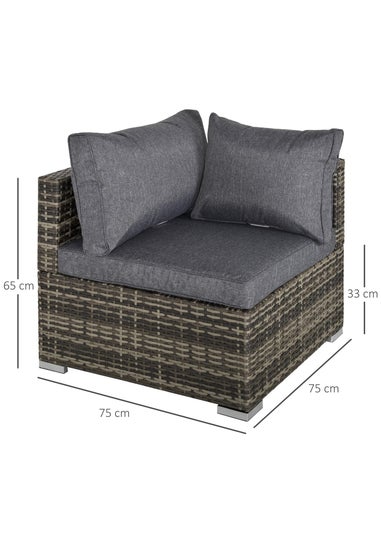 Outsunny Rattan Corner Sofa Garden Rattan Furniture Single Sofa Chair