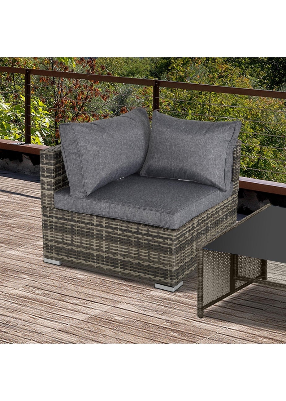 Outsunny Rattan Corner Sofa Garden Rattan Furniture Single Sofa Chair