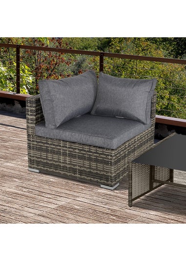 Outsunny Rattan Corner Sofa Garden Rattan Furniture Single Sofa Chair