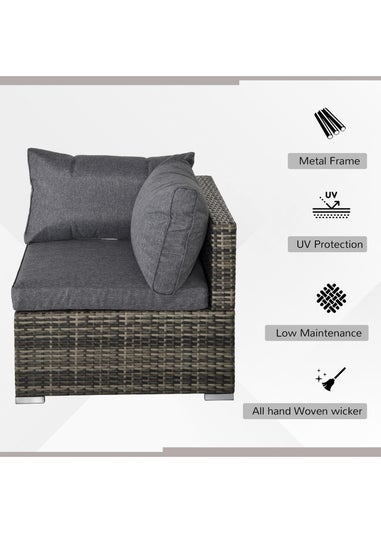 Outsunny Rattan Corner Sofa Garden Rattan Furniture Single Sofa Chair