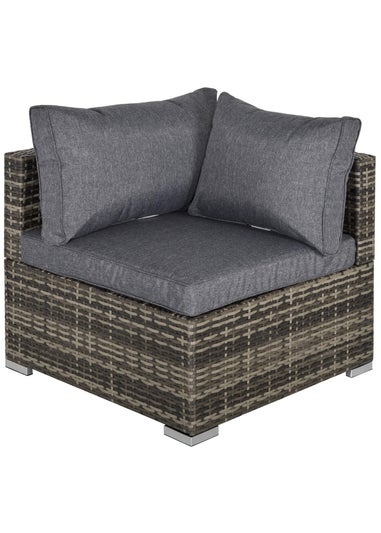 Outsunny Rattan Corner Sofa Garden Rattan Furniture Single Sofa Chair