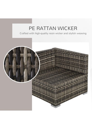 Outsunny Rattan Corner Sofa Garden Rattan Furniture Single Sofa Chair