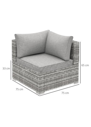 Outsunny Rattan Corner Sofa Garden Rattan Furniture Single Sofa Chair