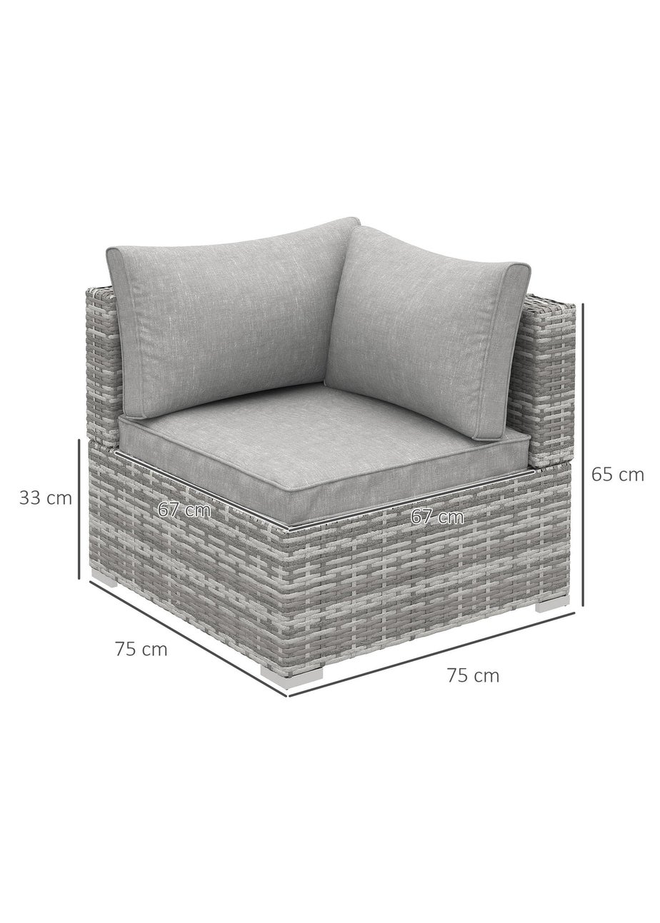 Outsunny Rattan Corner Sofa Garden Rattan Furniture Single Sofa Chair