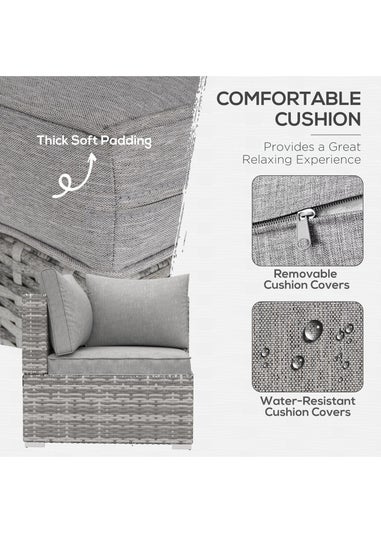 Outsunny Rattan Corner Sofa Garden Rattan Furniture Single Sofa Chair