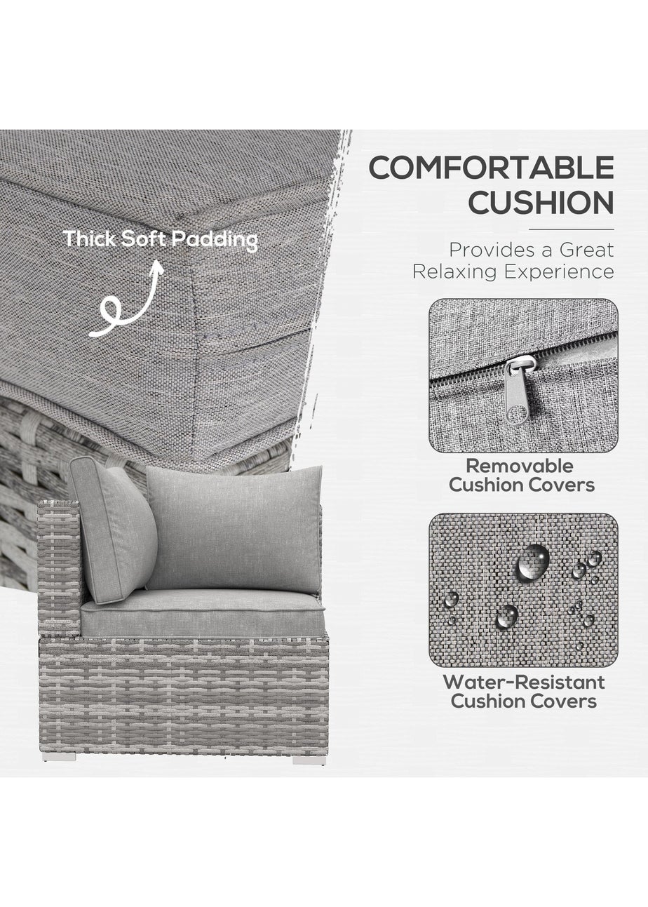 Outsunny Rattan Corner Sofa Garden Rattan Furniture Single Sofa Chair