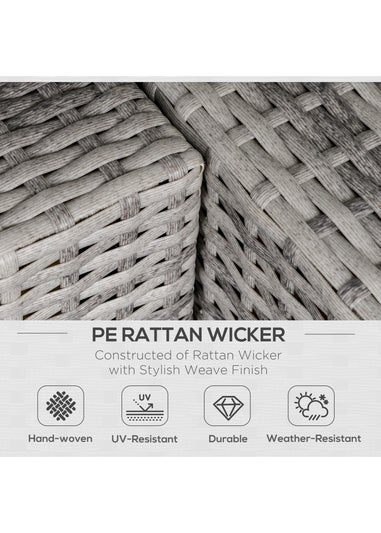 Outsunny Rattan Corner Sofa Garden Rattan Furniture Single Sofa Chair