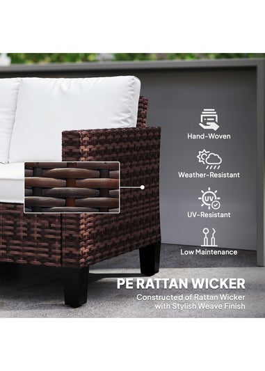 Outsunny Rattan Sofa with Cushions 2 Seater Garden Furniture