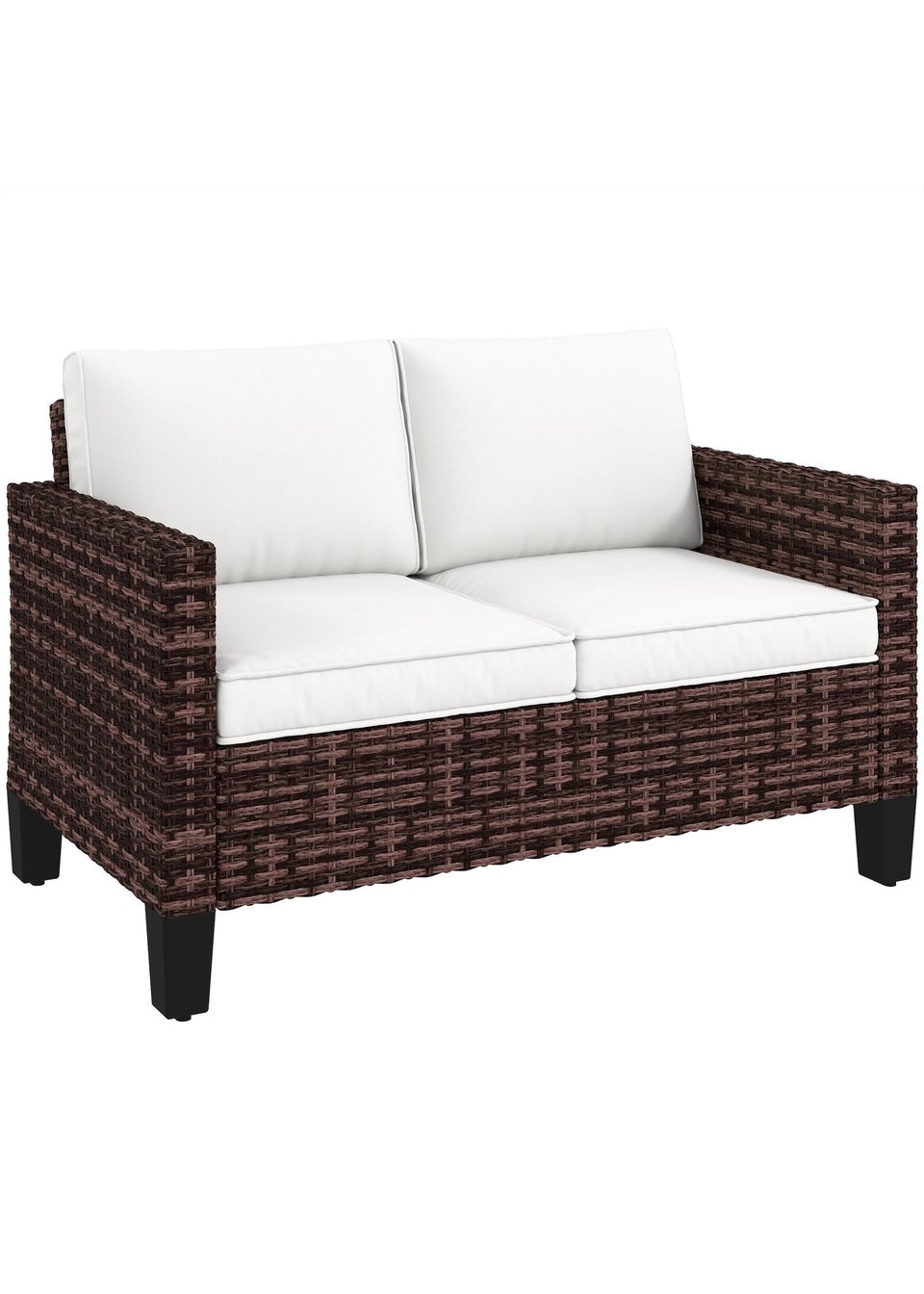 Outsunny Rattan Sofa with Cushions 2 Seater Garden Furniture