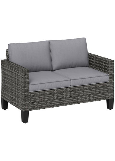 Outsunny Rattan Sofa with Cushions 2 Seater Garden Furniture