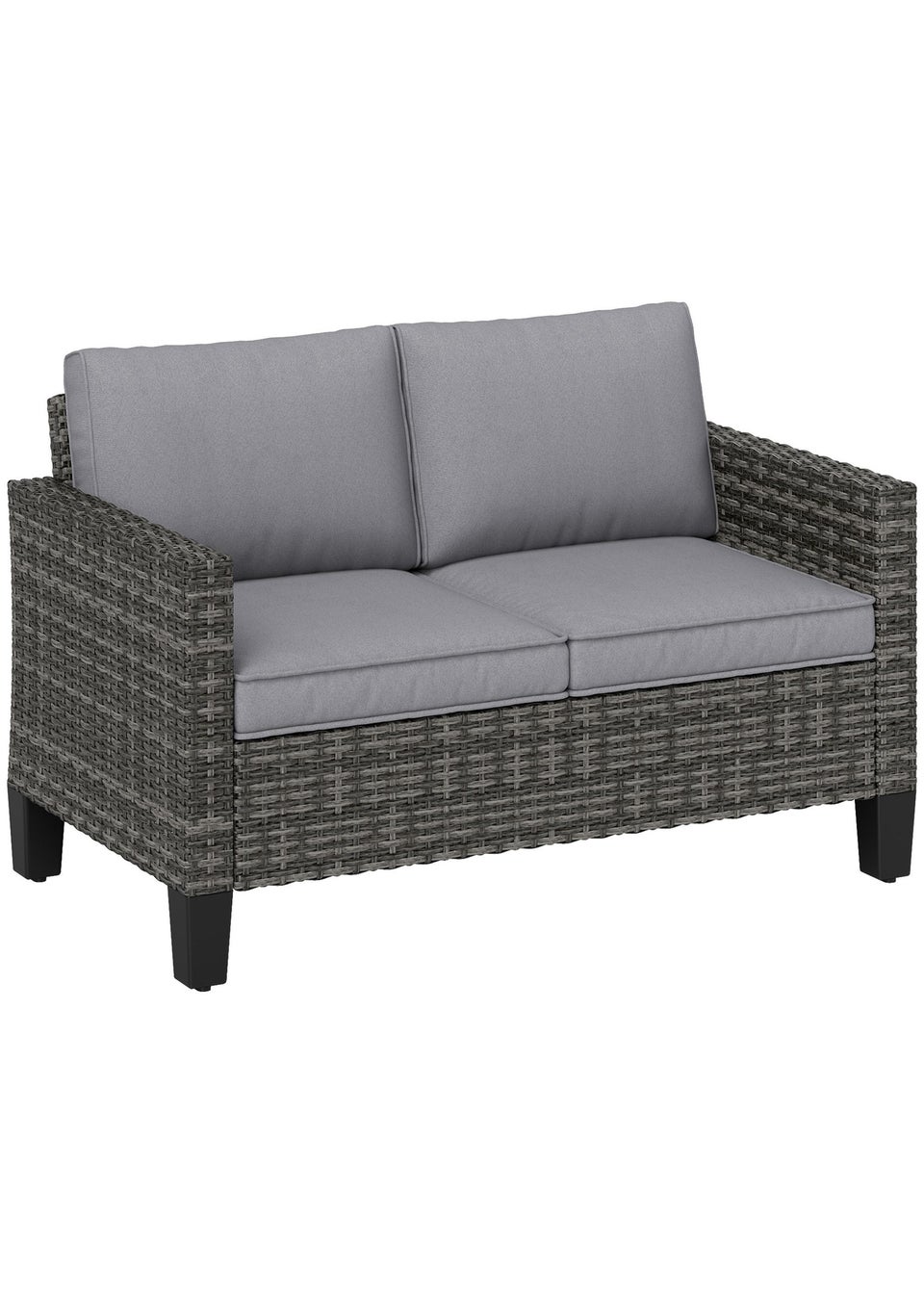 Outsunny Rattan Sofa with Cushions 2 Seater Garden Furniture