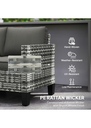 Outsunny Rattan Sofa with Cushions 2 Seater Garden Furniture