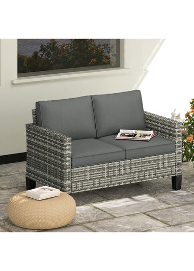 Outsunny Rattan Sofa with Cushions 2 Seater Garden Furniture