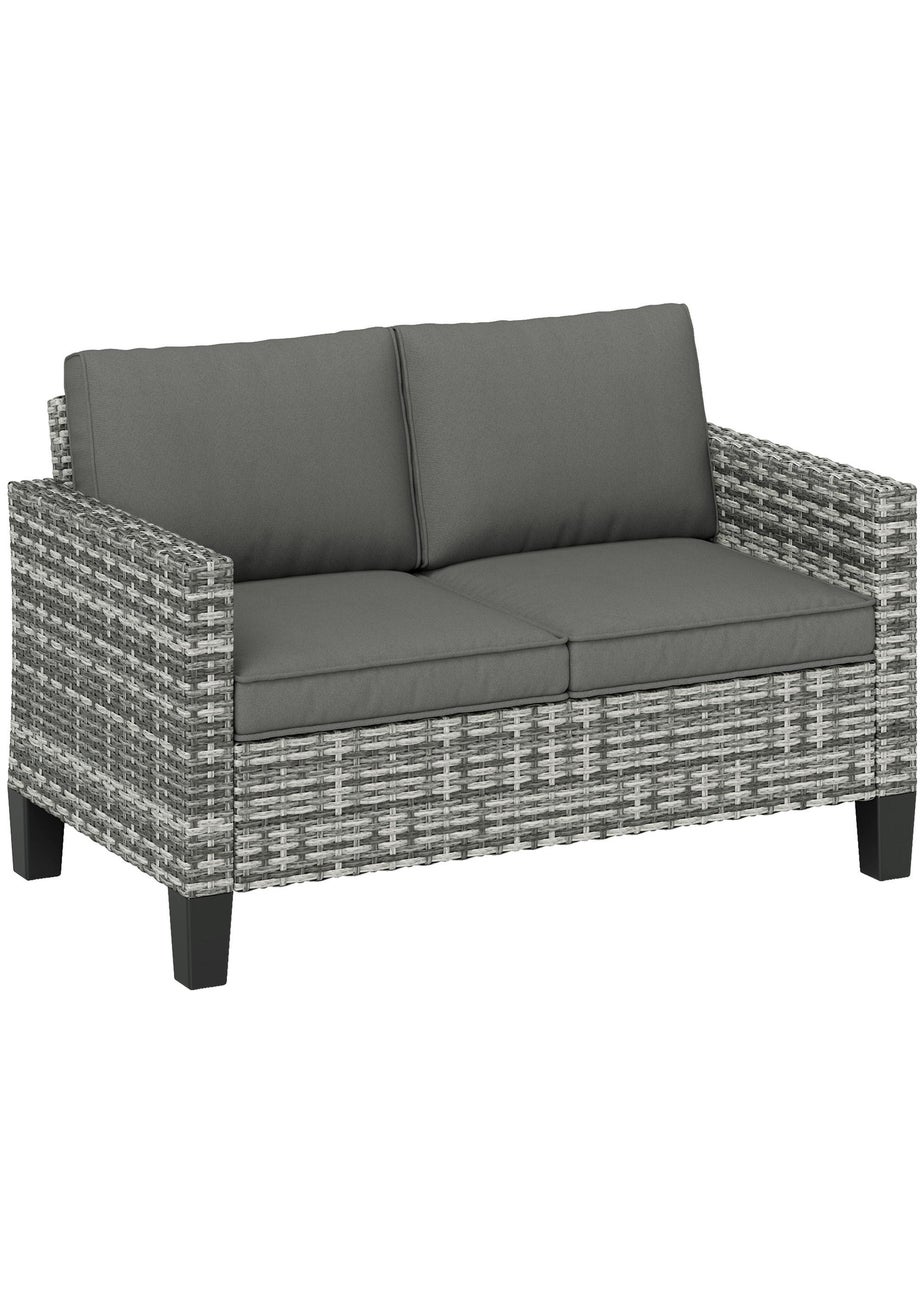 Outsunny Rattan Sofa with Cushions 2 Seater Garden Furniture