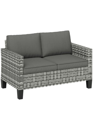 Outsunny Rattan Sofa with Cushions 2 Seater Garden Furniture