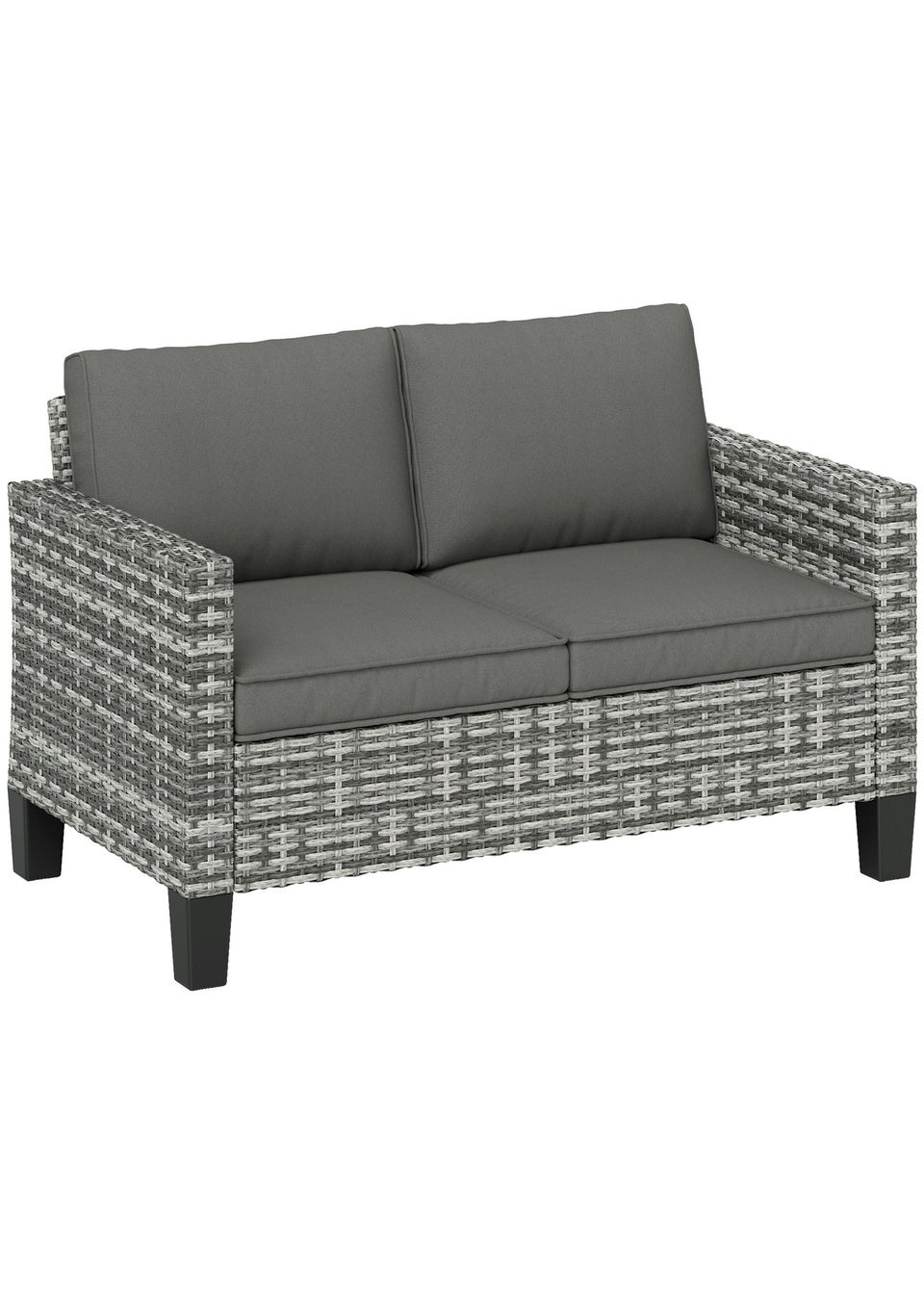 Outsunny Rattan Sofa with Cushions 2 Seater Garden Furniture