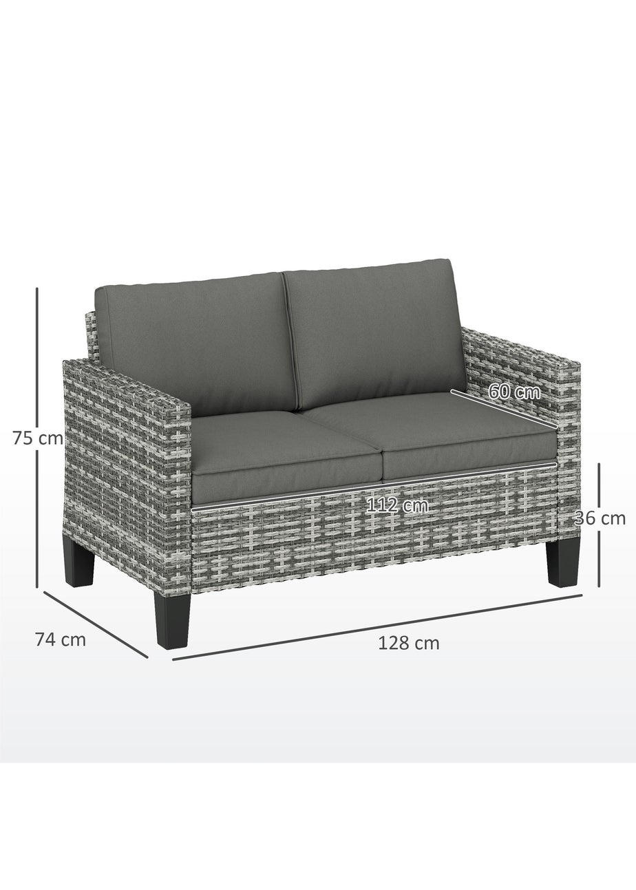 Outsunny Rattan Sofa with Cushions 2 Seater Garden Furniture