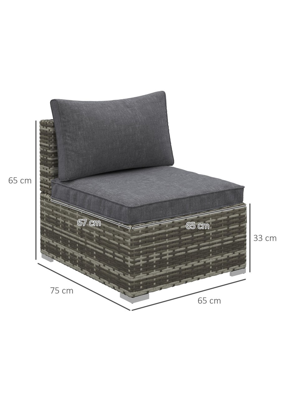 Outsunny Outdoor Garden Furniture Rattan Single Middle Sofa with Cushions