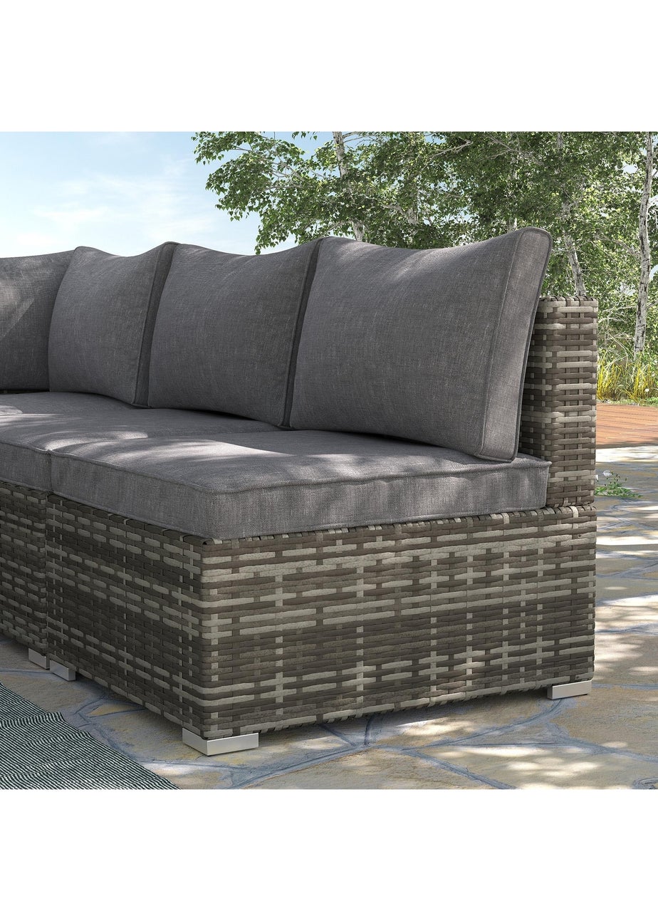 Outsunny Outdoor Garden Furniture Rattan Single Middle Sofa with Cushions