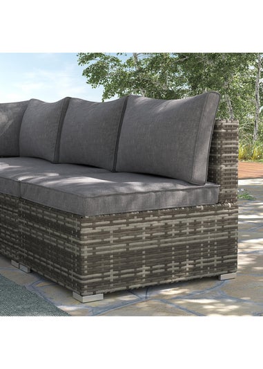 Outsunny Outdoor Garden Furniture Rattan Single Middle Sofa with Cushions