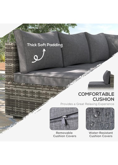 Outsunny Outdoor Garden Furniture Rattan Single Middle Sofa with Cushions