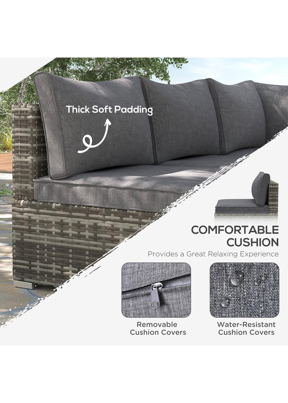 Outsunny Outdoor Garden Furniture Rattan Single Middle Sofa with Cushions