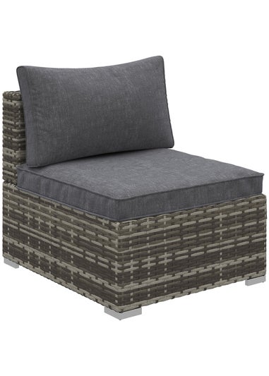 Outsunny Outdoor Garden Furniture Rattan Single Middle Sofa with Cushions