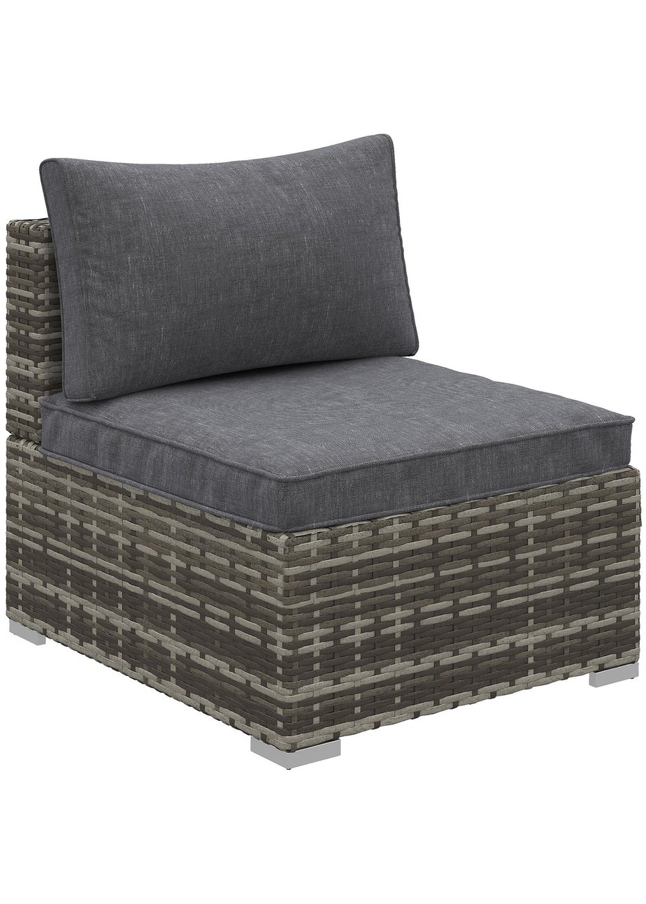 Outsunny Outdoor Garden Furniture Rattan Single Middle Sofa with Cushions