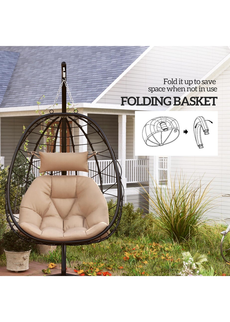 Outsunny Garden Egg Chair Outdoor Hanging Swing Chair Folding Basket