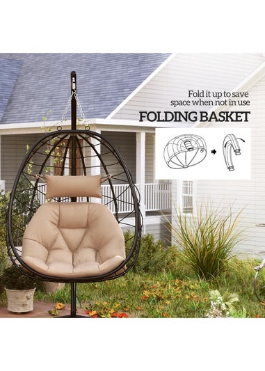 Outsunny Garden Egg Chair Outdoor Hanging Swing Chair Folding Basket