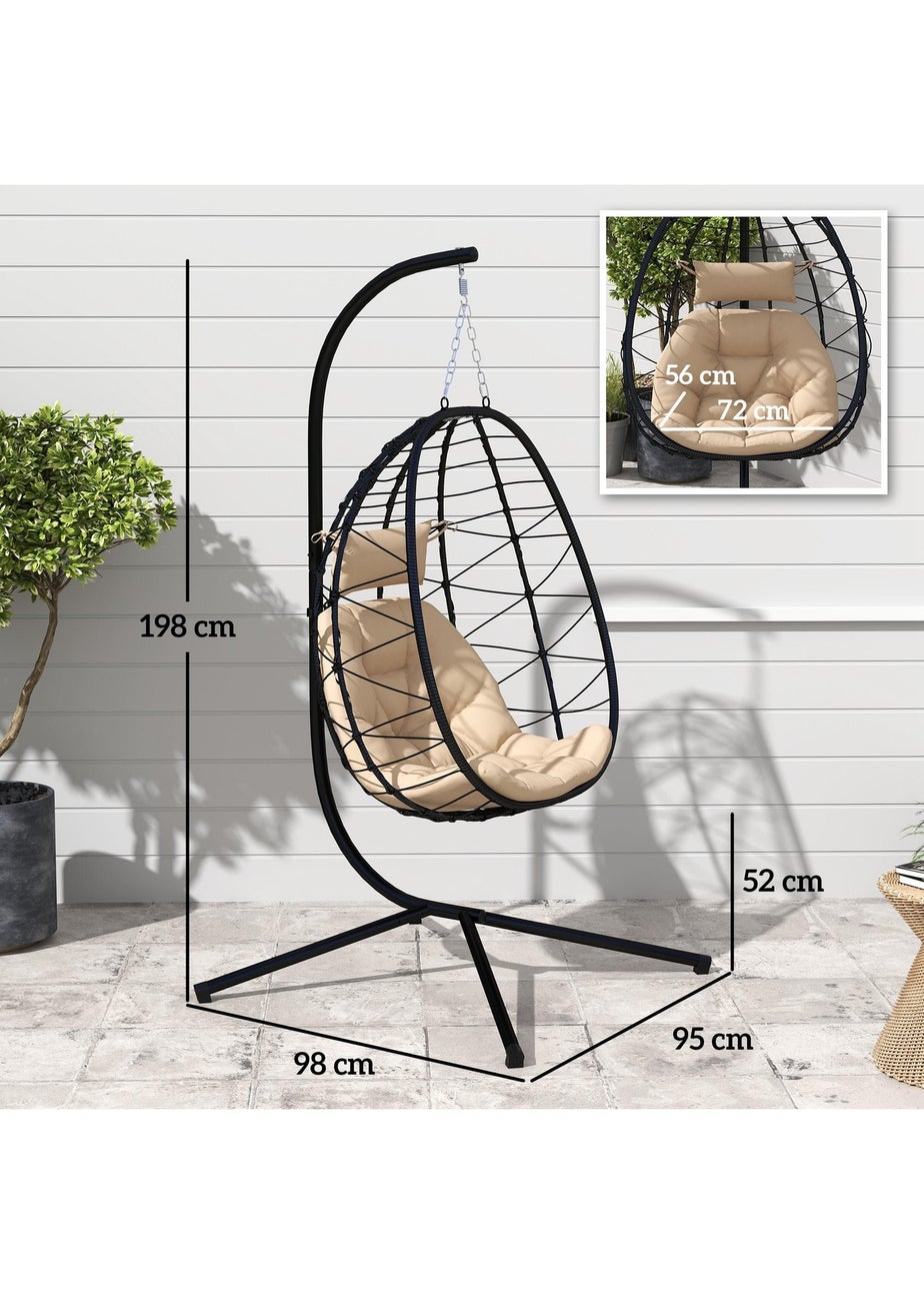 Outsunny Garden Egg Chair Outdoor Hanging Swing Chair Folding Basket