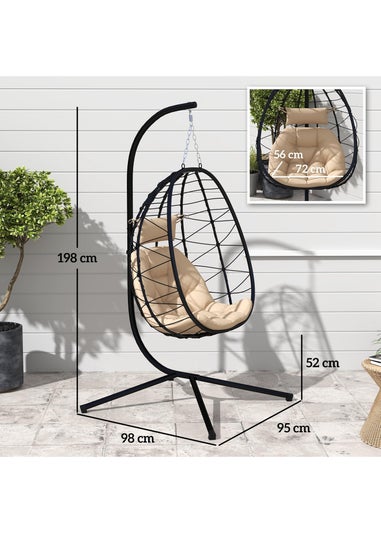 Outsunny Garden Egg Chair Outdoor Hanging Swing Chair Folding Basket