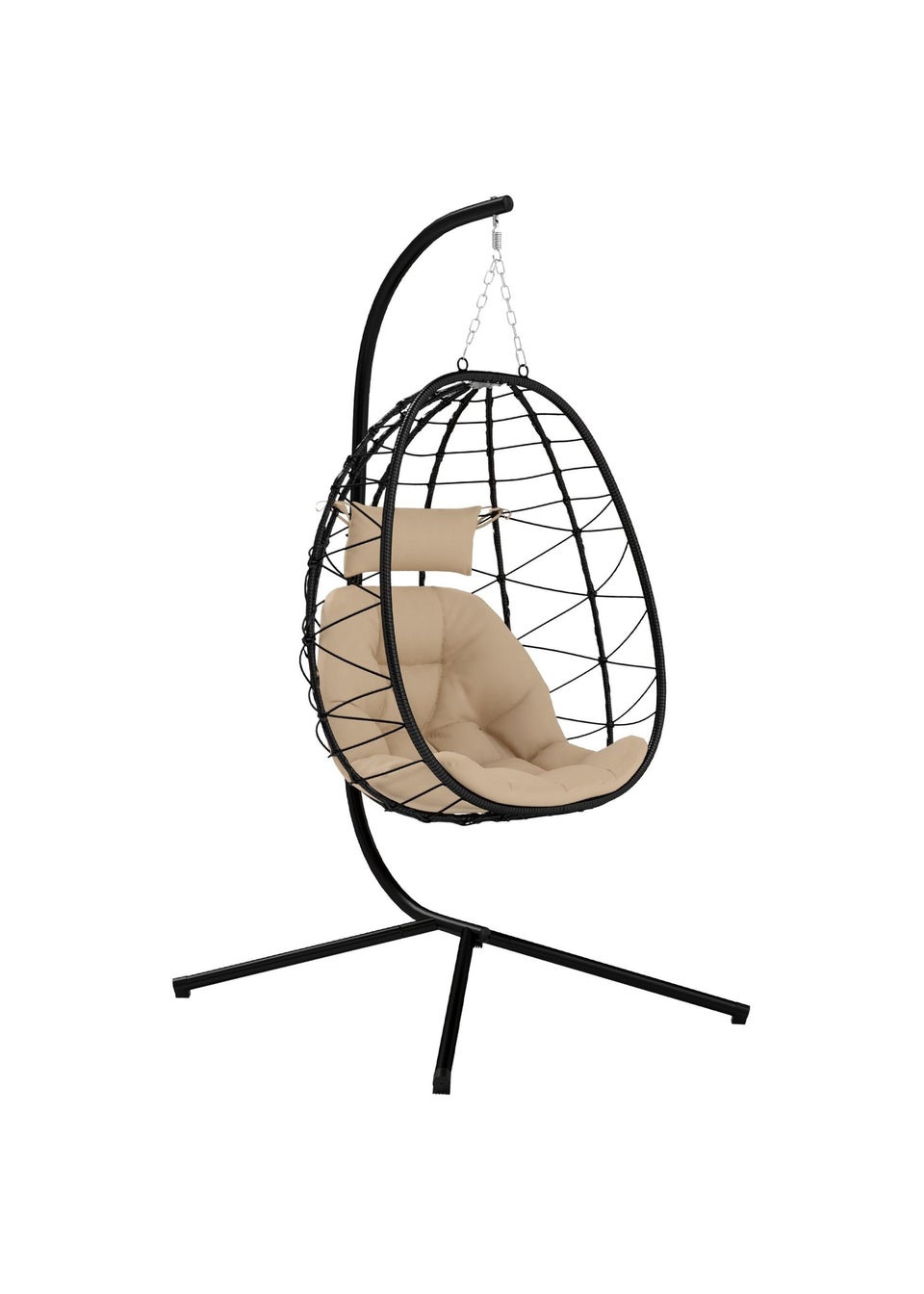 Outsunny Garden Egg Chair Outdoor Hanging Swing Chair Folding Basket