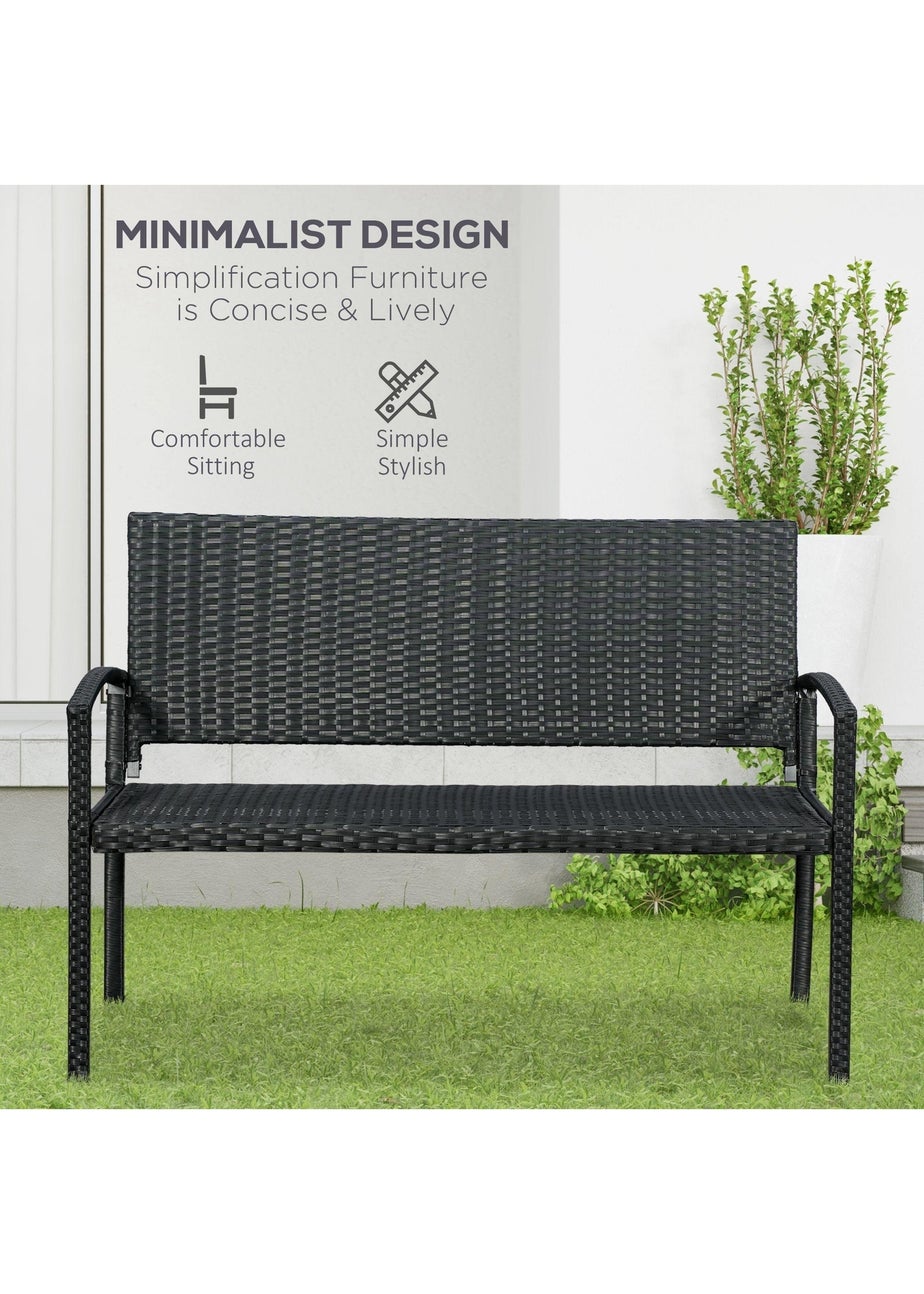 Outsunny Patio Rattan 2 Seater Garden Bench Love Seater Garden Armchair