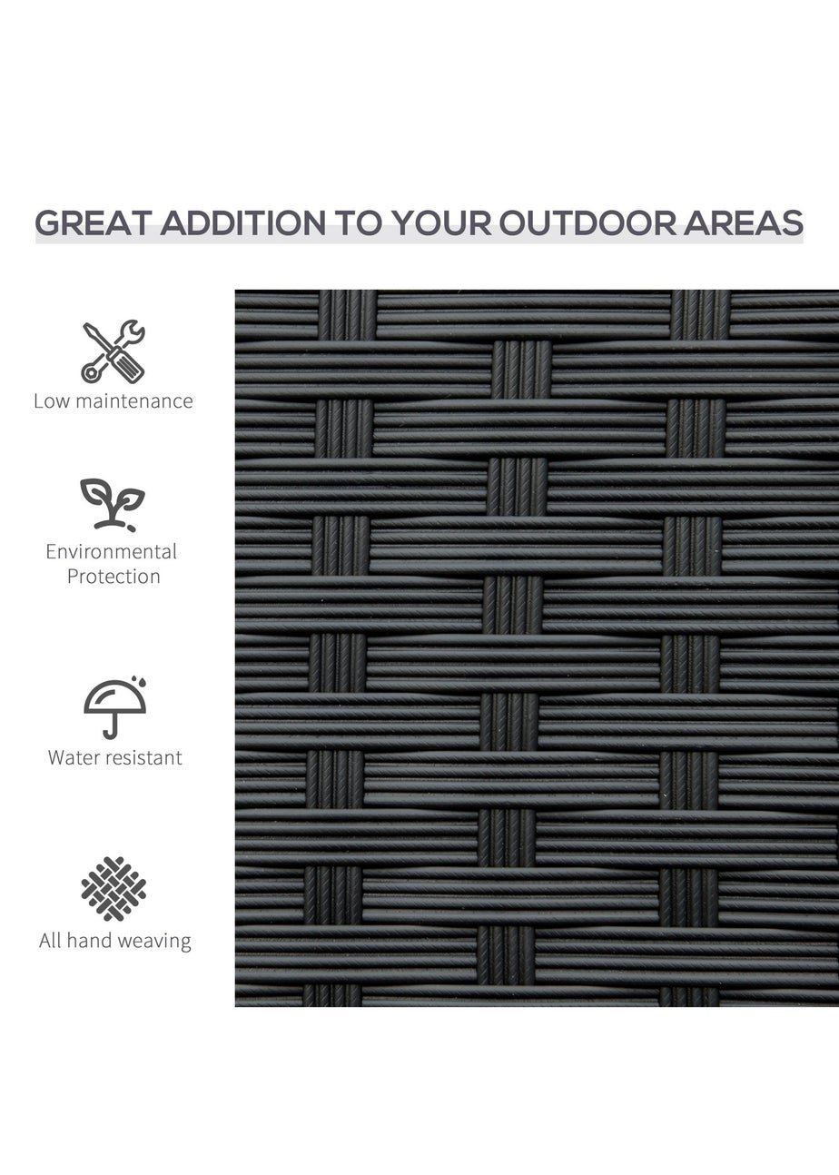 Outsunny Patio Rattan 2 Seater Garden Bench Love Seater Garden Armchair