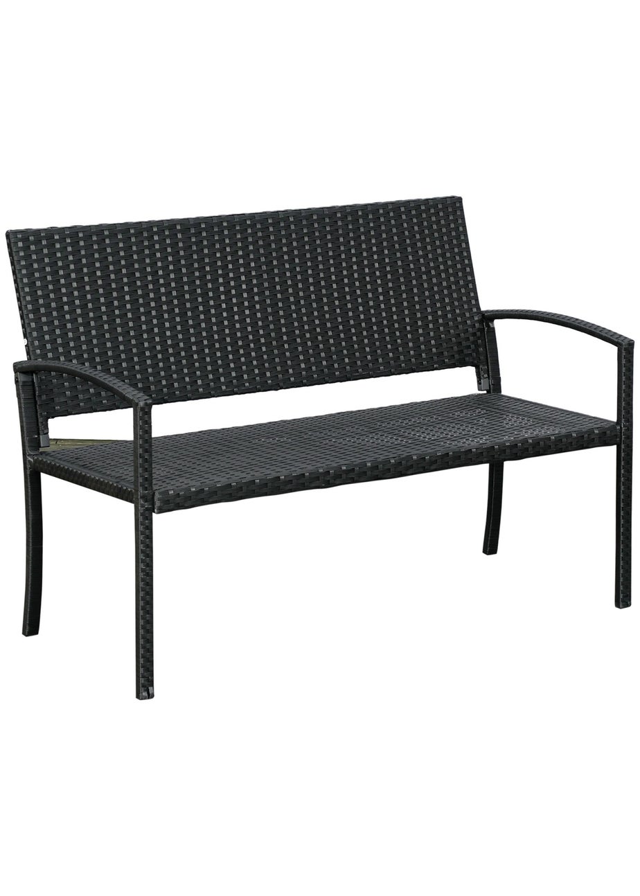 Outsunny Patio Rattan 2 Seater Garden Bench Love Seater Garden Armchair