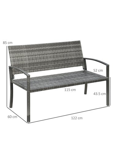 Outsunny Patio Rattan 2 Seater Garden Bench Love Seater Garden Armchair