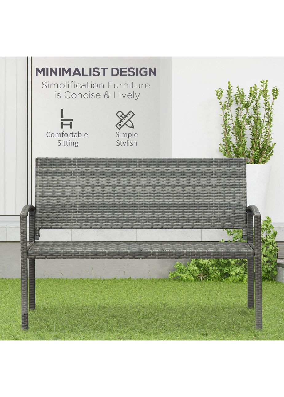 Outsunny Patio Rattan 2 Seater Garden Bench Love Seater Garden Armchair