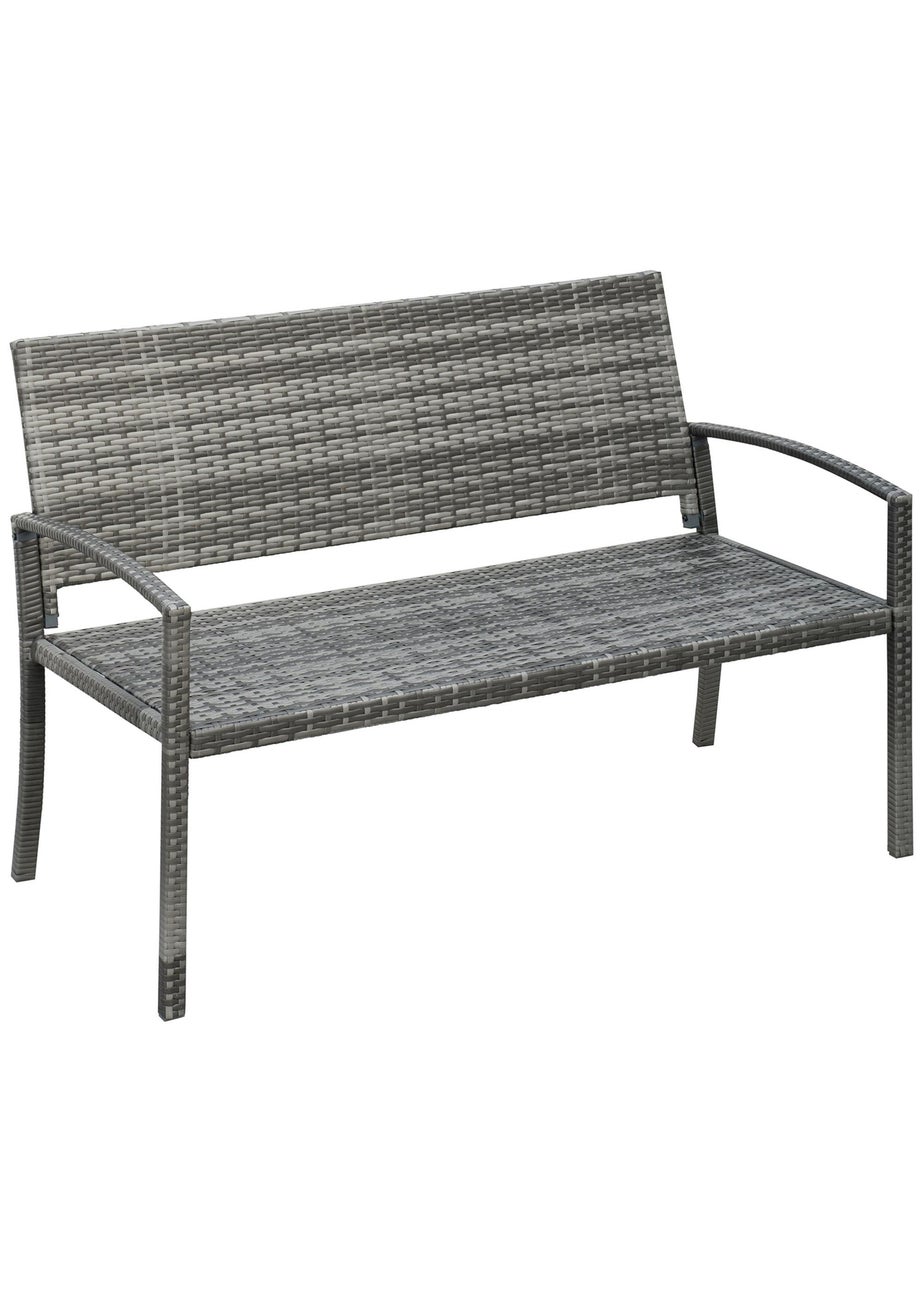 Outsunny Patio Rattan 2 Seater Garden Bench Love Seater Garden Armchair