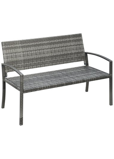 Outsunny Patio Rattan 2 Seater Garden Bench Love Seater Garden Armchair
