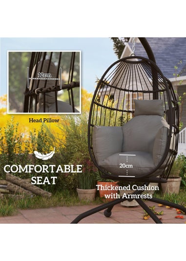 Outsunny Egg Chair Outdoor Indoor Garden Swing Chair Folding Basket